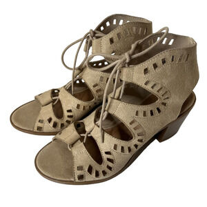 Brash Gladiator Cut Out Lace Up Open Toe Block Heel Women's Size 7